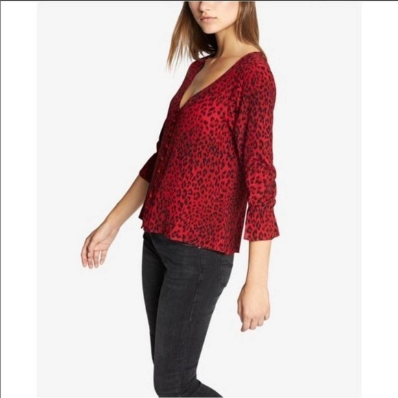 Sanctuary Tops - Sanctuary Red and Black Cheetah Print Blouse